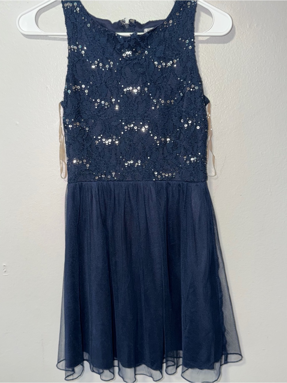 Speechless Navy Lace & Sequin Tulle Party Dress